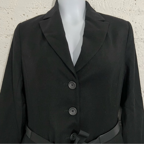 Banana Republic Womens Blazer Jacket 6 Black Belt 3 Button Wool Blend Lined AG6 - Picture 2 of 5